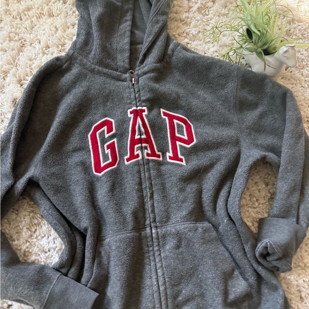 GAP Kids Charcoal Hoodie with Subtle Red Detail